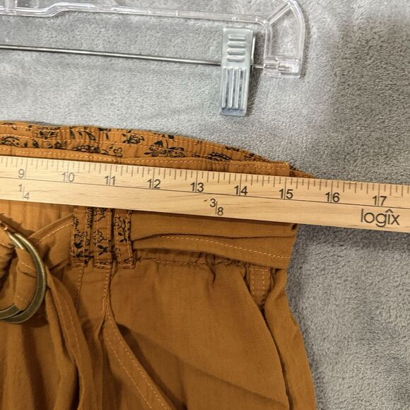 Anthropologie Pants Small Yellow Marigold Paper Bag Waist Belted Malin Cuffed - Picture 7 of 12